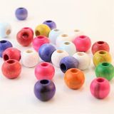 Hobigram Karışık Renkli Ahşap Boncuk 24 Mm 1 Paket 100 Gram