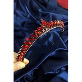 Hobigram Kırmızı İnce Mekik Taşlı Gelin Kına Tacı