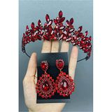 Hobigram Kırmızı Leyor Gelin Kına Tacı Ve Küpesi