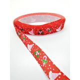 Hobigram Kırmızı Şapka Desenli Yılbaşı Grogren Kurdele 2,5 cm 4 Metre