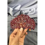 Hobigram Koyu Kırmızı Kristal Boncuklu Gelin Ve Kına Tacı