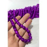 Hobigram Koyu Mor Desenli Dizi Cam Boncuk 1 Dizi 8 Mm