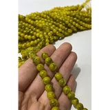 Hobigram Koyu Sarı Desenli Dizi Cam Boncuk 1 Dizi 8 Mm