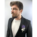 Hobigram Mor Cipsolu Beyaz Çiçekli Damat Yaka Çiçeği 5 Adet