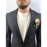 Hobigram Mor Karışık Renkli Otlu Damat Yaka Çiçeği