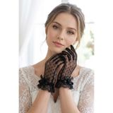 Hobigram Noir Veil Couture Puantiyeli Tül Dantel Fiyonk Detaylı Özel Tasarım Premium Gelin Eldiveni