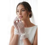 Hobigram Noir Veil Couture Puantiyeli Tül Dantel Fiyonk Detaylı Özel Tasarım Premium Gelin Eldiveni