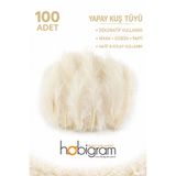 Hobigram Premium Yapay Kuş Tüyü 100 Adet Krem Ekonomik Paket Nikah Düğün Parti Süsleme