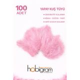 Hobigram Premium Yapay Kuş Tüyü 100 Adet Pembe Ekonomik Paket Nikah Düğün Parti Süsleme