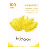 Hobigram Premium Yapay Kuş Tüyü 100 Adet Sarı Ekonomik Paket Nikah Düğün Parti Süsleme