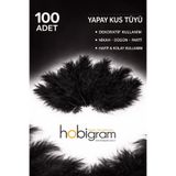 Hobigram Premium Yapay Kuş Tüyü 100 Adet Siyah Ekonomik Paket Nikah Düğün Parti Süsleme