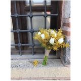 Hobigram Sarı Yaprak Islak Laleli Gelin Buketi Ve Yaka Çiçeği