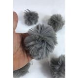 Hobigram Tavşan Tüyü Peluş Ponpon Çanta Ayakkabı Süsleme Tüyü Füme 1 Adet
