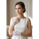 Hobigram Velmirel Lace Beyaz Gelin Eldiveni – Dantel İşlemeli Vintage Şıklık Nikah & Düğün Aksesuarı