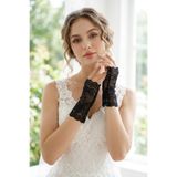 Hobigram Velmirel Lace Siyah Gelin Eldiveni – Dantel İşlemeli Vintage Şıklık Nikah & Düğün Aksesuarı