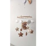 hobiimobiii Dönence(MÜZİKLİ) bebek beşik süsü ay dede üzerinde uyuyan ayıcık vizon