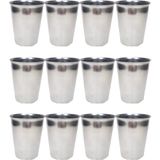 Hobilinka 12 Adet Paslanmaz Çelik Krom Bardak 9 x 7,5 x 5,5cm - Renkli - 0 - 499 ml