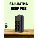 Hobilinka 2500W Güçlü 6’lı Priz USB ve Type-C Çıkışlı Termal Korumalı - 1 Adet