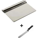 Hobilinka 2li Set Hamur Şekillendirici Eğik Pasta Spatulası +Metal Hamur Kesici Kazıyıcı Spatula
