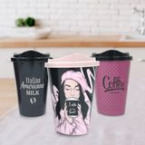 Hobilinka 3 Adet Kahve Bardağı Seti Dekoratif Plastik Kahve Muhafaza Bardağı - Renkli - 0 - 200 ml