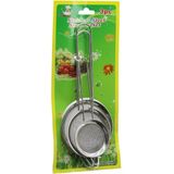 Hobilinka 3pcs Set Mini= 5-7-8cm Tel Süzgeç Metal Çerçece Metal Sap=8.5-10.5-10.5cm (4887) - (No Color)