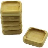 Hobilinka 6 Adet 9X9CM Kare Ahşap Bambu Çerezlik - Lokumluk Kase Derinlik: 1.8cm (4887) - (No Color)