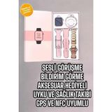 Hobilinka Akıllı Saat Amoled Ekran 3 Kordonlu Aksesuar Hediyeli Sesli Görüşme - 35 - 48 mm - 1 - 01P-Pembe