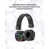 Hobilinka Bluetooth 5.3 Rainbow Işıklı Kulak Üstü Kablosuz Kulaklık - Renkli - 1