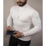 Hobilinka Erkek Kaşkorse Boğazlı Full Likralı Fitilli Body Kazak - Beyaz - Standart