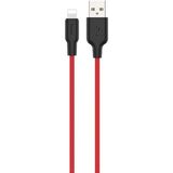Hobilinka Hoco X21 Plus USB To iPhone Lightning Silikon Hızlı Şarj ve Data KABLOSU-(5775) - Siyah - Kırmızı