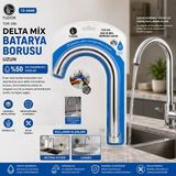 Hobilinka Kuğu Evye - Lavabo Uzun Delta Mix Batarya Borusu Krom Kaplama - Vakumlu - Süzgeçli Uç (4887)