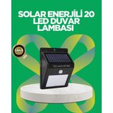 Hobilinka Solar Enerjili 20 LED Hareket Sensörlü Duvar Lambası - 0 - Siyah