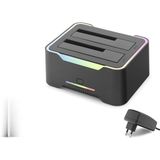 Hobilinka USB 3.0 Hdd/ssd Disk Docking Station Sata 2.5 /3.5 Klonlama Destekli Rgb - Siyah HDX1790