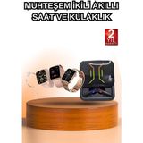 Hobilinka Wireless Şarjlı Akıllı Saat ve Dijital Göstergeli Kablosuz Bluetooth Kulaklık Nabız Ölçer - 01P-Pembe