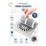 HOBİLON (10 Adet) Yapışkanlı Banyo Mutfak için Gider Üstü Kir Tüy Pislik Tutucu Süzgeç