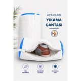 HOBİLON Ayakkabı ve Özel Eşya Yıkama Çantası - Fermuar Korumalı Beyaz Renk Mikrofiber Kumaş Ayakkabı Yıkama Filesi (Torbası)