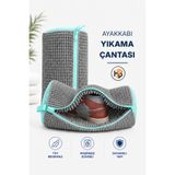 HOBİLON Ayakkabı ve Özel Eşya Yıkama Çantası - Fermuar Korumalı & Gri Renk Mikrofiber Kumaş Ayakkabı Yıkama Filesi & Torbası