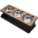 Hobimax Ahşap Batman Figürlü 3lü Kedi Mama ve Su Kabı MDF Malzemeden 1,5 lt Kapasiteli Kahverengi