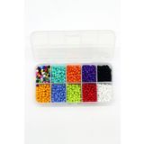 Hobimos 10 Bölmeli Kutuda Hobi Aksesuar Kum Boncuk Seti 10x10 Gram
