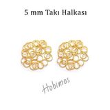 Hobimos 100 Adet 5 mm Takı Halkası Gold Renk- Montaj Halkası - Yuvarlak Tel Halka