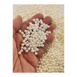 Hobimos 100 Adet 6 mm Deliksiz Krem Plastik İnci Boncuk - Çakma İncisi 6mm