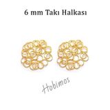 Hobimos 100 Adet 6 mm Takı Halkası Gold Renk- Montaj Halkası - Yuvarlak Tel Halka