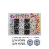 Hobimos 24 Bölmeli Hobi Kutusunda Fimo Boncuk, Harf Boncuk, Sayı Boncuk, Şekil Boncuk