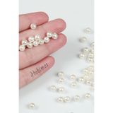 Hobimos 250 Adet 6 mm Krem İnci Boncuk - 6 mm Krem Plastik İnci Boncuk