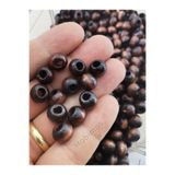 Hobimos 50 Adet 10 mm Koyu Kahverengi Yuvarlak Ahşap Boncuk- Kahverengi Tahta Boncuk