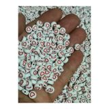 Hobimos 50 Adet Beyaz Üzeri Kırmızı Kalp Boncuk, Takı Yapım Boncuğu, 4x7mm Yassı Boncuk