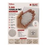 Hobimos 500 Adet 4 mm Küçük Beyaz İnci Boncuk - 4 mm Küçük Beyaz Plastik İnci Boncuk