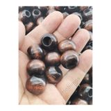 Hobimos 8 Adet 20 mm Kahverengi Geniş Delik Ahşap Boncuk - 20 mm Kahve Ahşap Boncuk