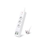 Hobimtek Hızlı Şarj İstasyonu 3000W 3 lü Priz 2 Metre Uzatma Kablosu Çoklu Priz 4 Usb 2 Type C On/Off H-01