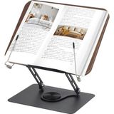 Hobimtek HT-907 Metal Ahşap Kitap Okuma Standı 360 Dönebilen Katlanabilir Masaüstü Rahle Laptop Standı Tablet